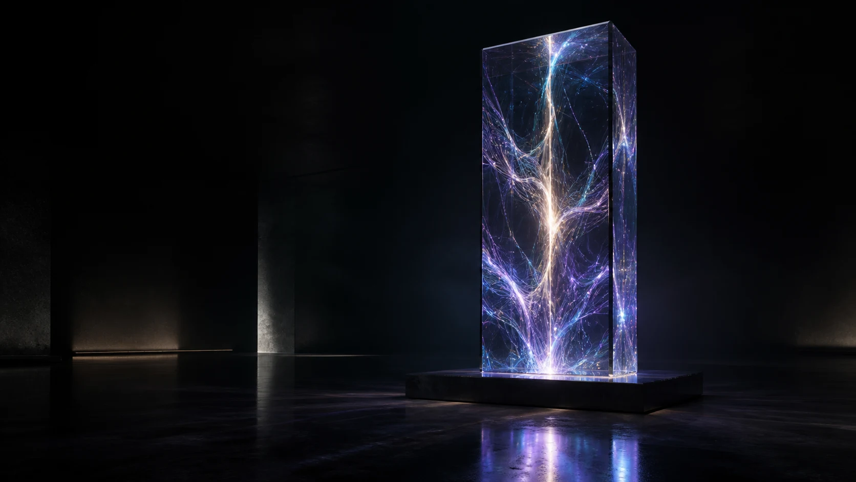 ORYN Lichtmonolith als abstrakte künstliche Intelligenz
